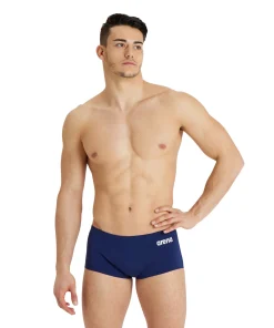 Bañador corto liso de tiro bajo arena Performance para hombre Team - Marino/Blanco