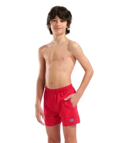 Bóxer de playa para niño arena Solid R - Rojo/Turquesa