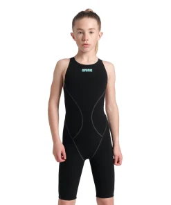 BAÑADOR POWERSKIN IMPULSO JR Espalda Abierta para niña - Negro/Verde Azulado