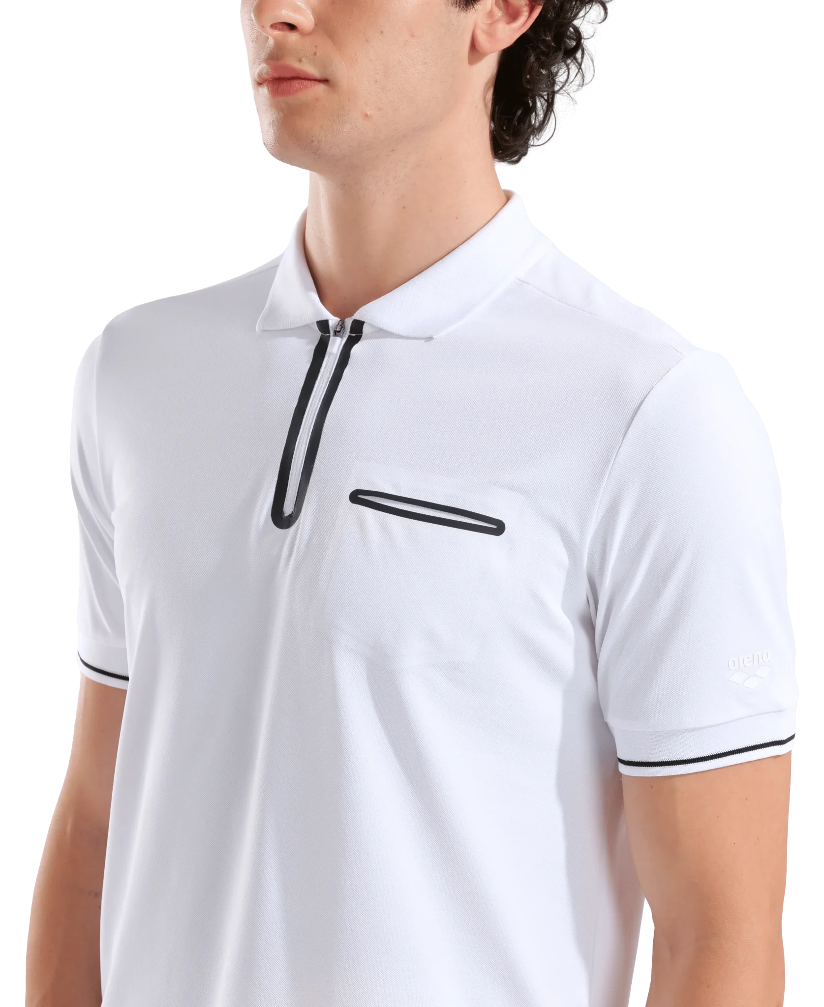 Polo para hombre arena Tech Zip - Blanco - Image 5