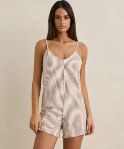 Alternative view of Valley Stripe Romper - Tan