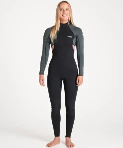 Alternative view of C-Skins NuWave Element 3:2 Women’s Back Zip Wetsuit - Black / Forest Green / Rose