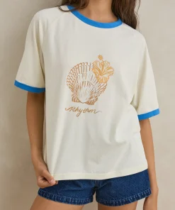 Sunrise Seashell Ringer Tee - White
